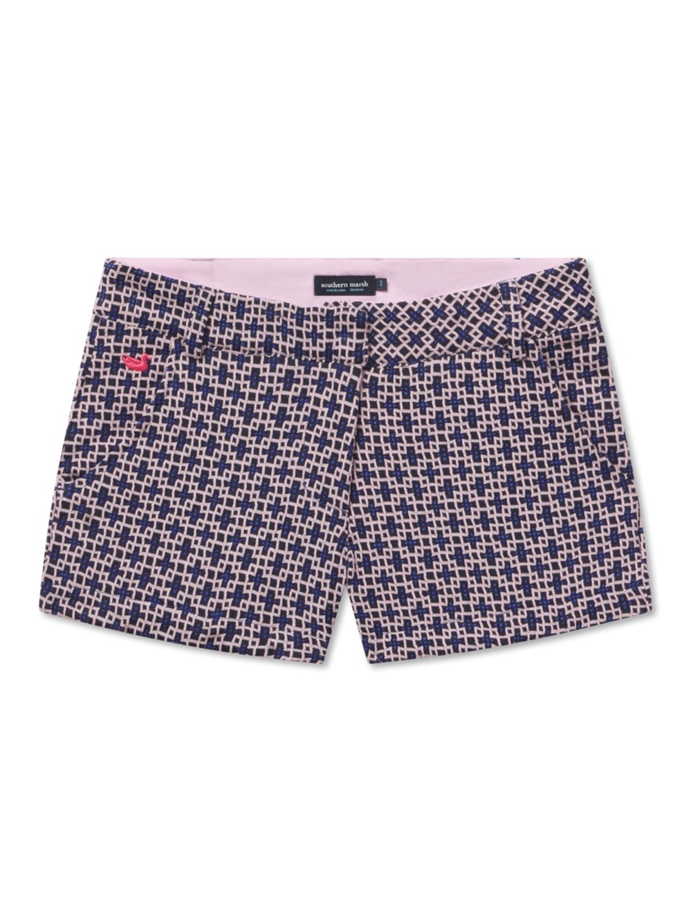 Southern Marsh Pink & Navy Geometric Print Shorts